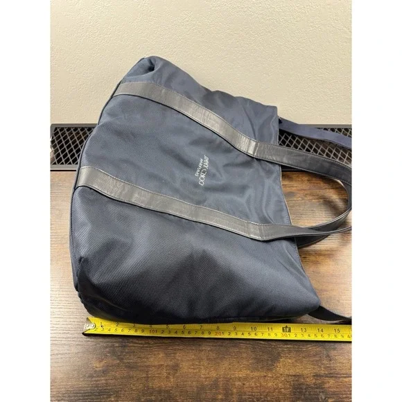 LARGE Jimmy Choo Parfums Luxury Bag Navy Nylon Leather Trim Shoulder Travel Tote - Picture 15 of 16